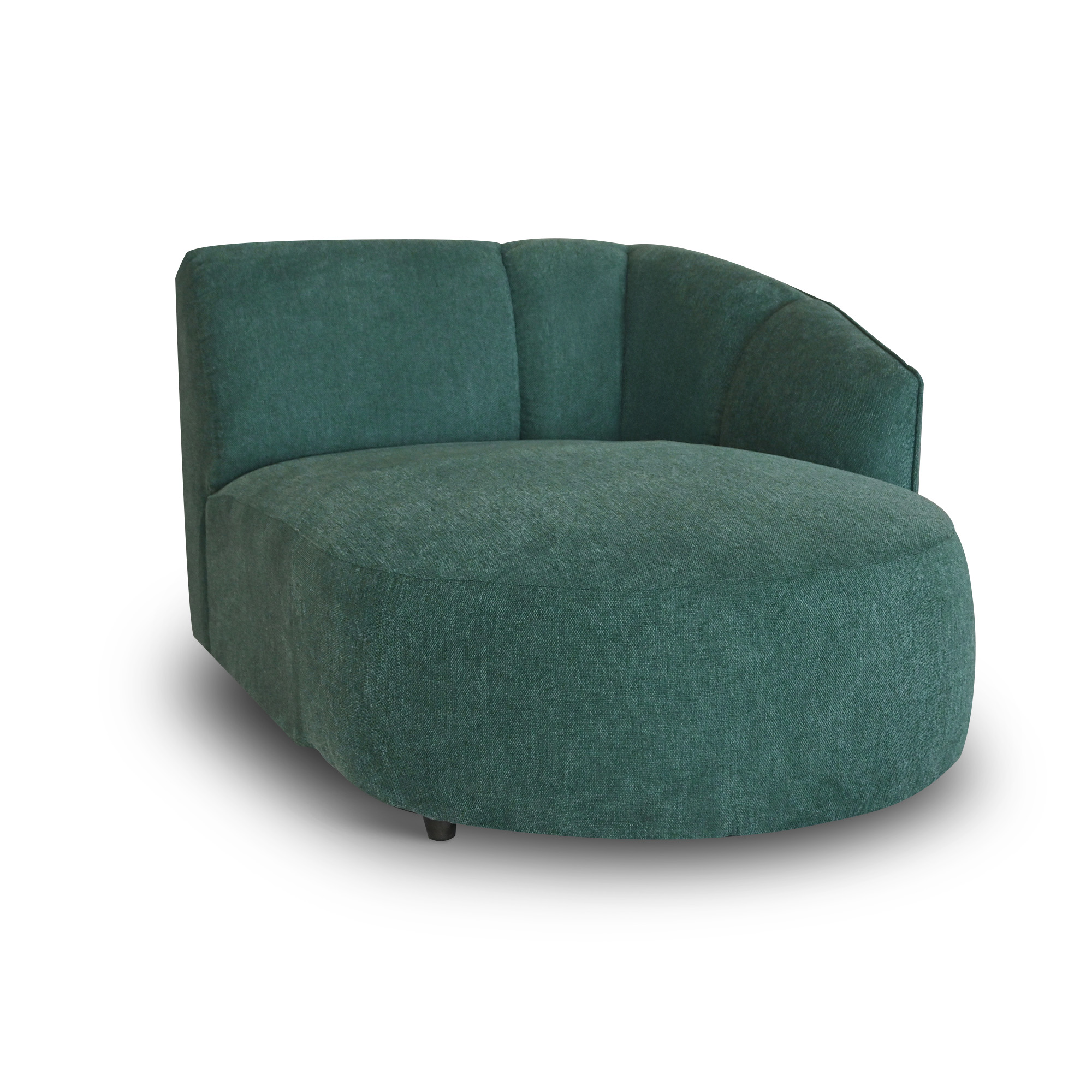 Dark green curved lounge chair at Mobler Furniture Edmonton