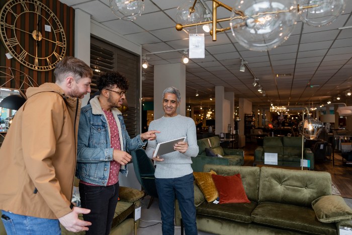 Customers looking at Furniture in the local Edmonton, AB showroom