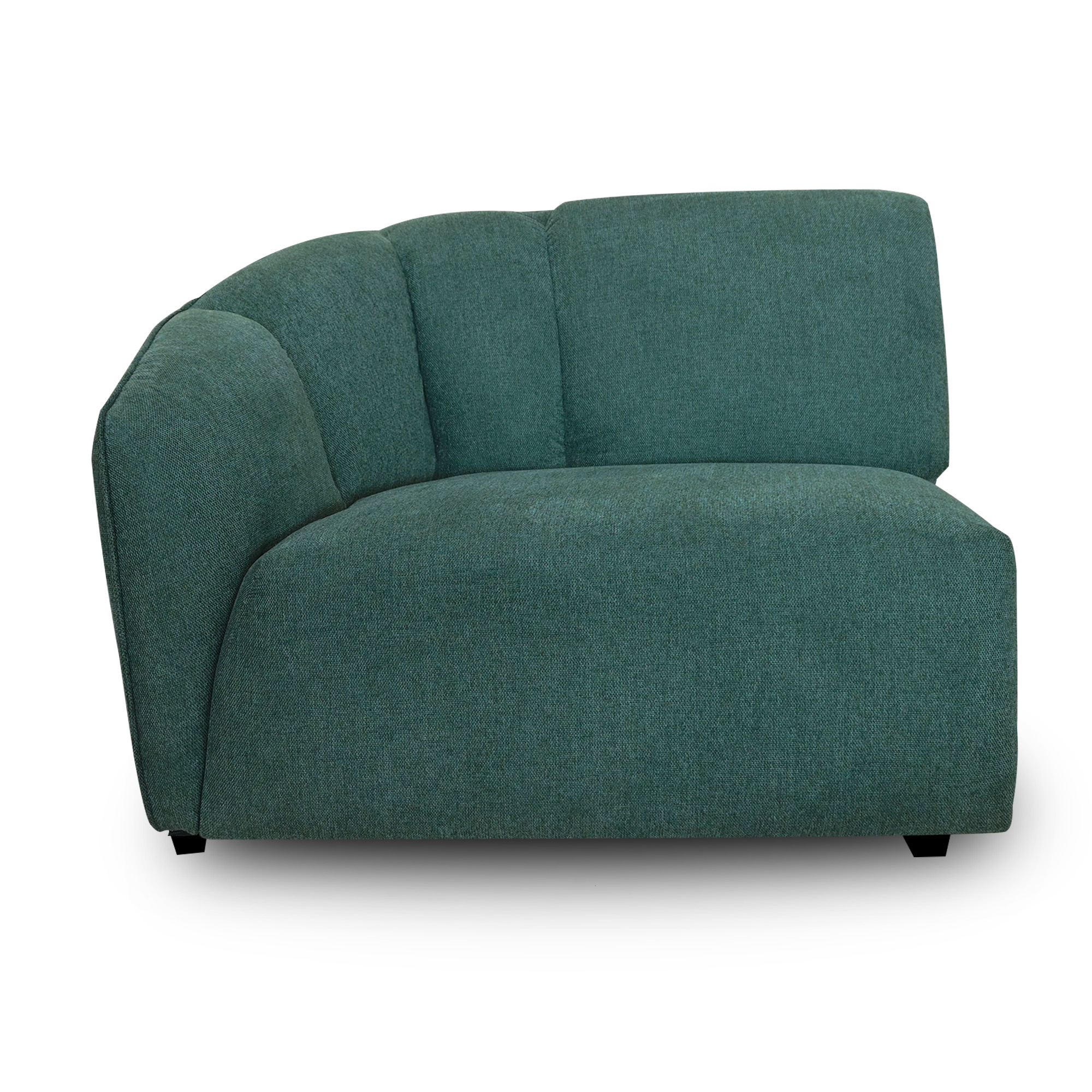 Side view of a dark green modern corner lounge chair at Mobler Furniture Edmonton