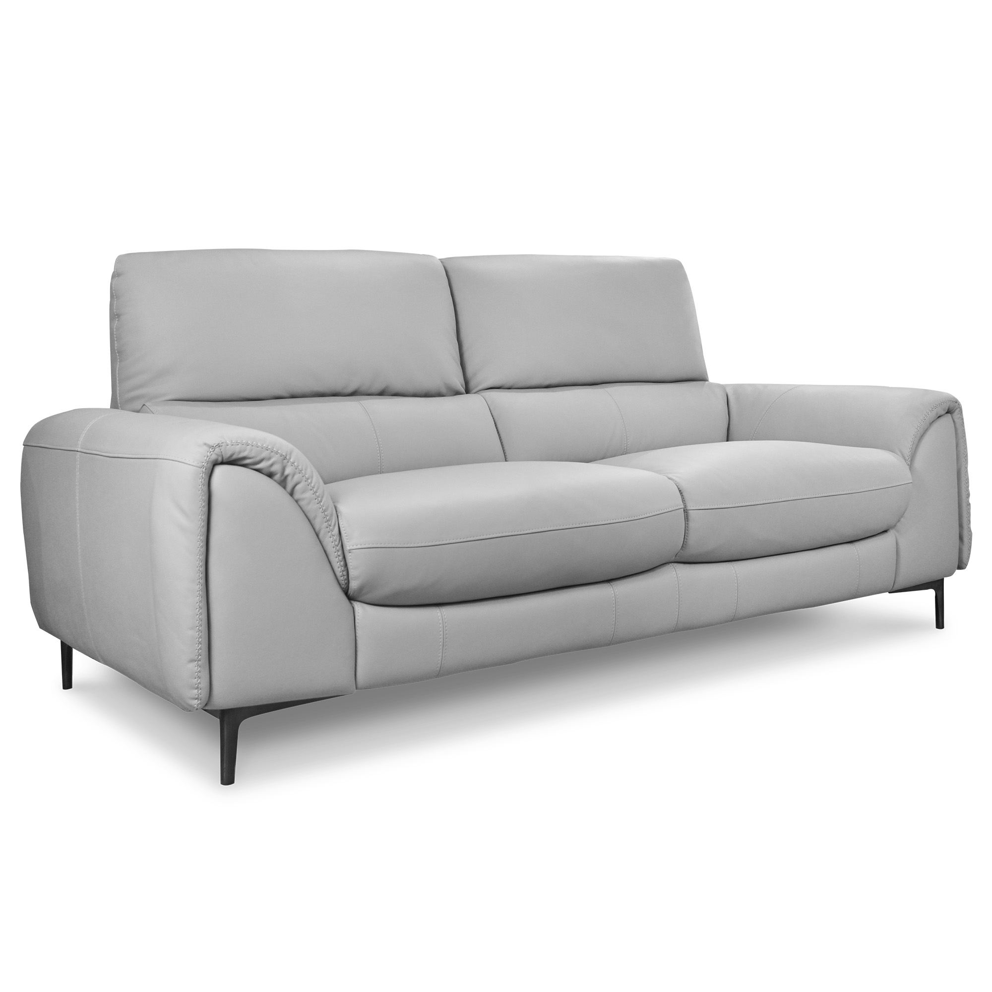 Qifa QIFA LIGHT GREY LEATHER STATIONARY SOFA - Mobler