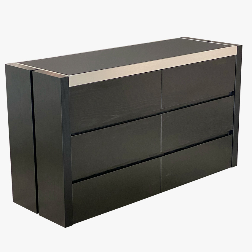 Black dresser with four drawers, the Black Oak Doubler at Mobler Furniture in Edmonton, CA